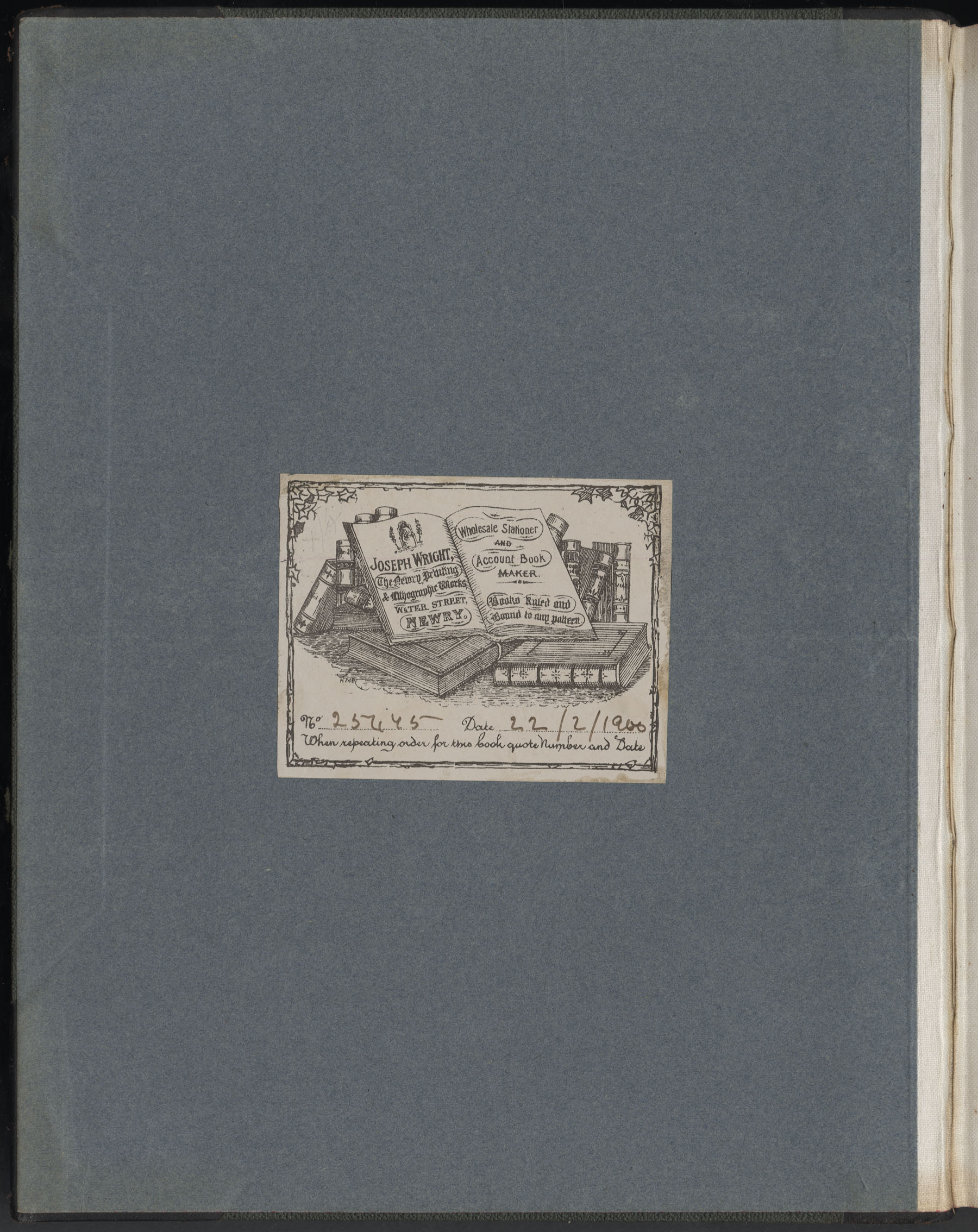 Carvill Letter Book, front inside cover