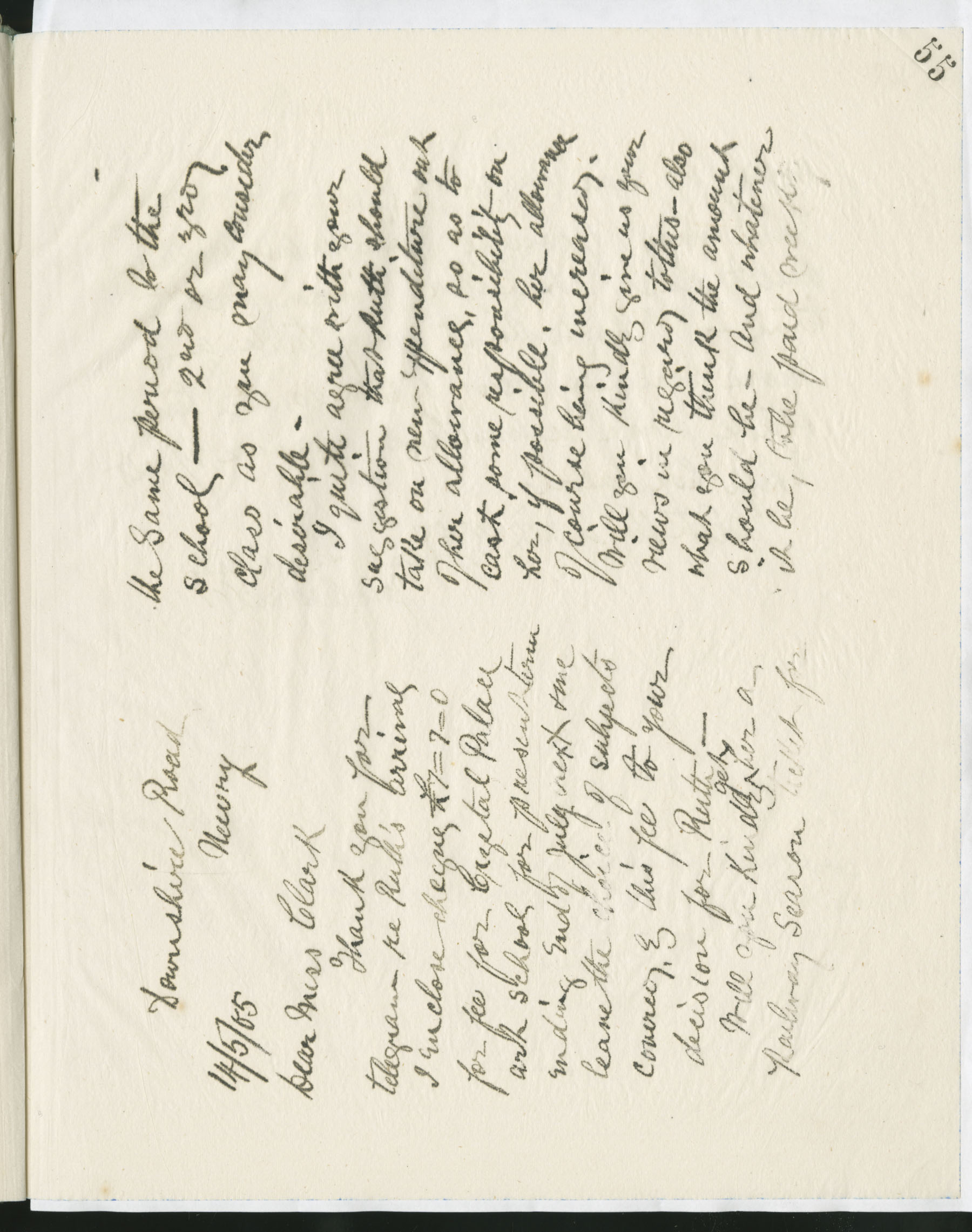 Carvill Letter book, 1905, Letter from Jno. Carvill to Miss Clark, dated 14 May 1905, pg 1 of 2.