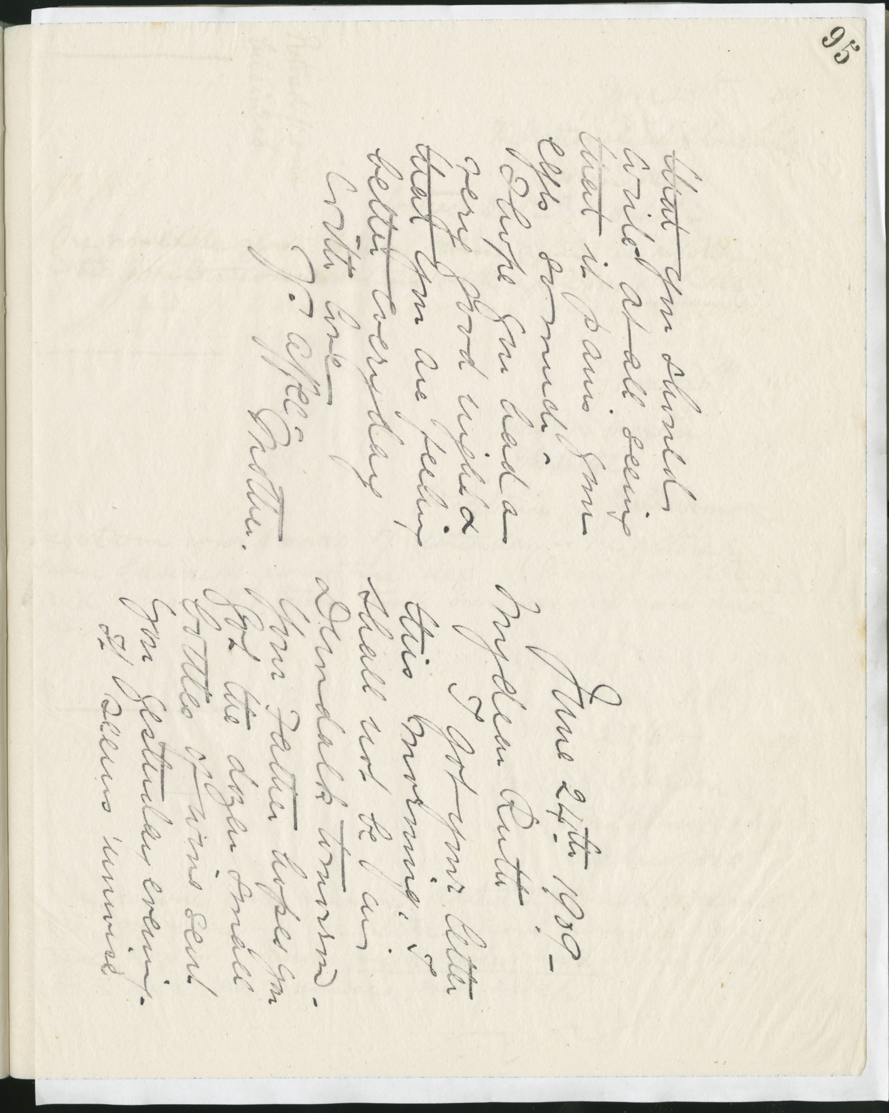 Carvill Letter Book, 1909, page 95 - Letter from Elizabeth Carvill to daughter Ruth, dated 24 June 1909