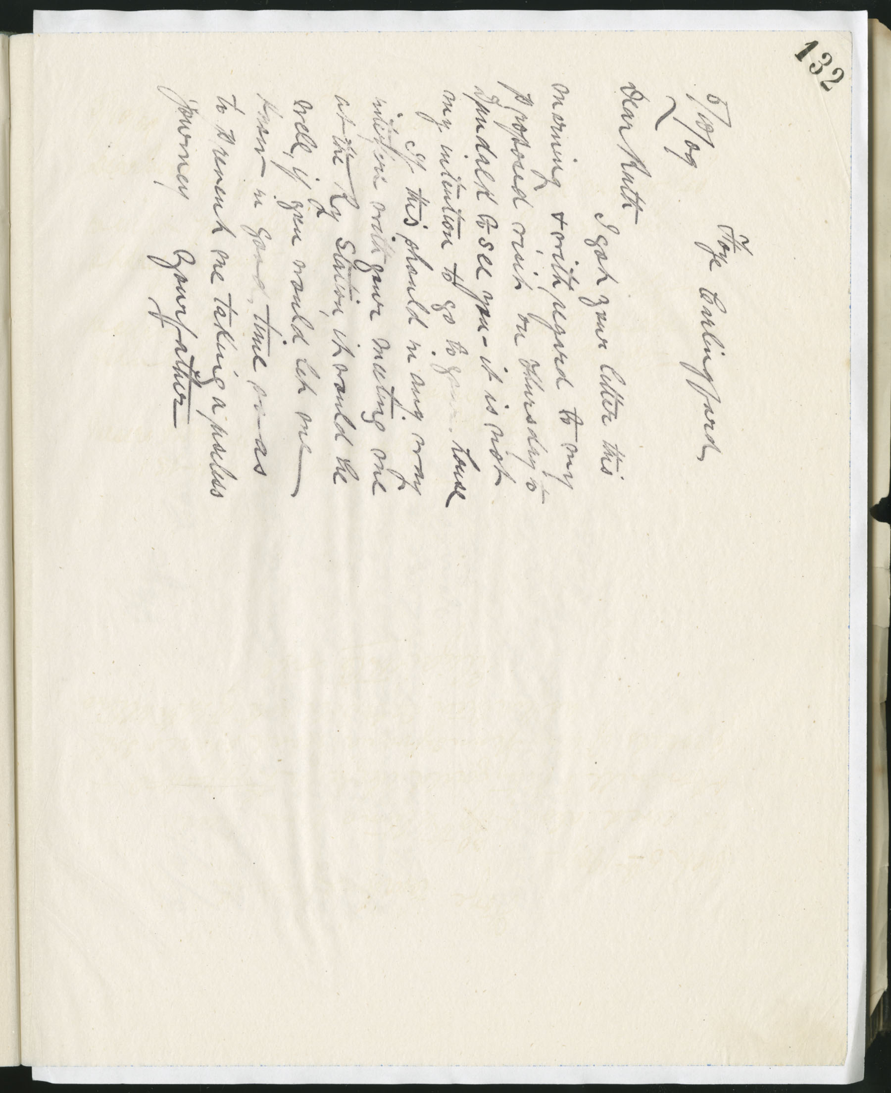 Carvill Letter Books, 1909, page 132 - Letter from John Carvill to daughter Ruth, dated 5 October 1909