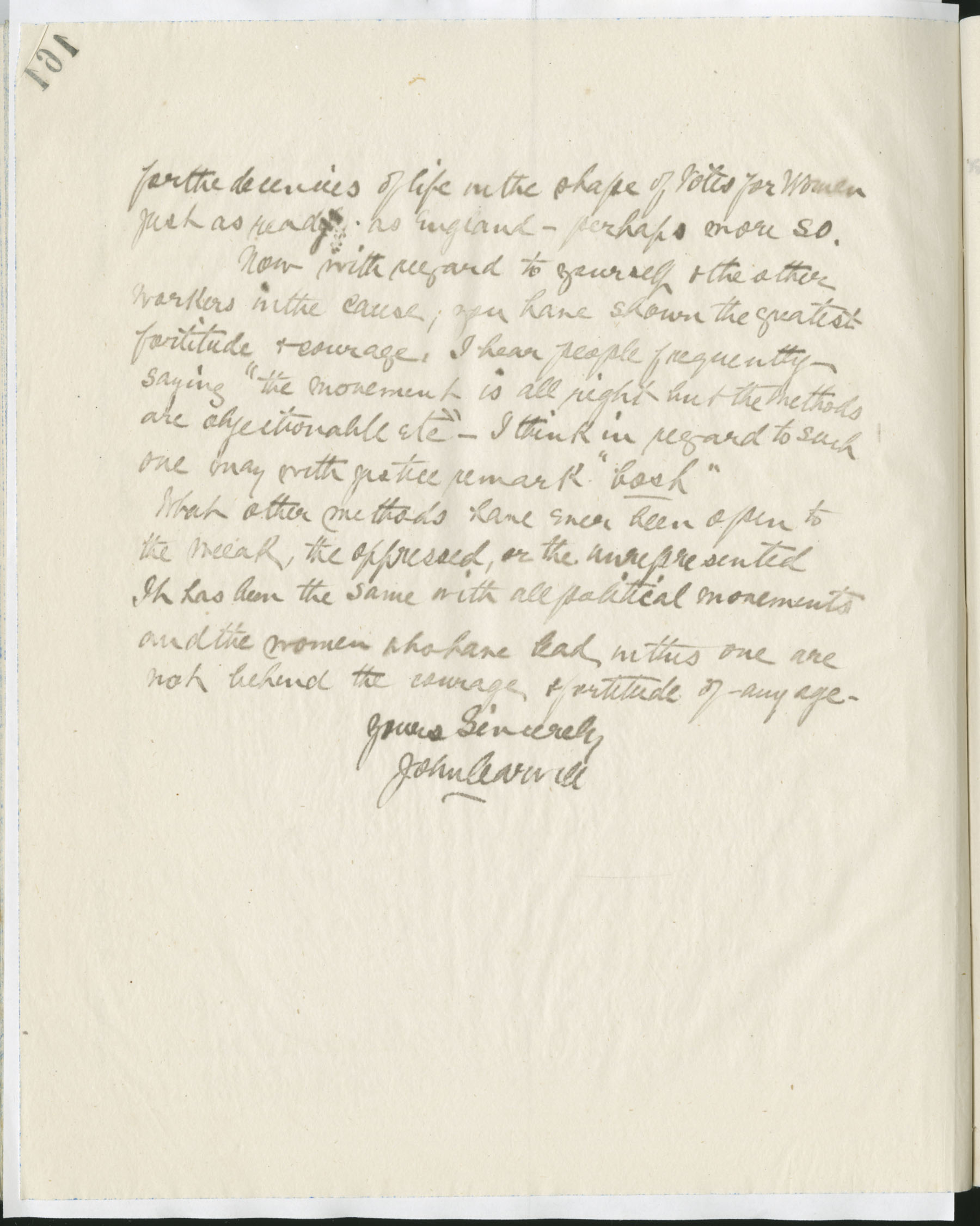 Carvill Letter Books, 1910, page 160-1 - Letter from John Carvill to Miss Phyllis, dated 17 Feb 1910, pg 3 of 3.