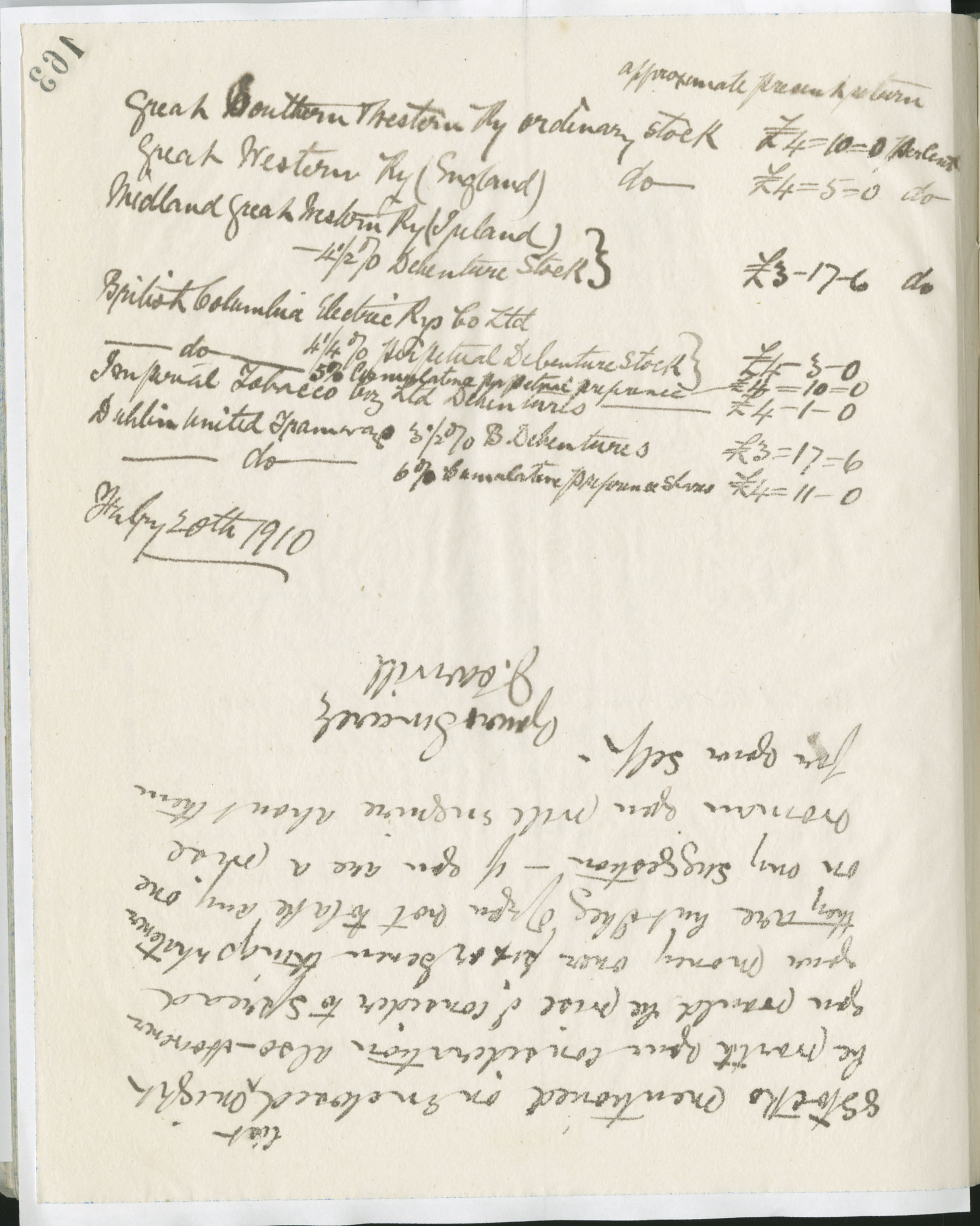 Carvill Letter Books, 1910, page 162-3 - Letter from John Carvill to Millie, dated 20 Feb 1910, pg 3 &amp; 4 of 4.