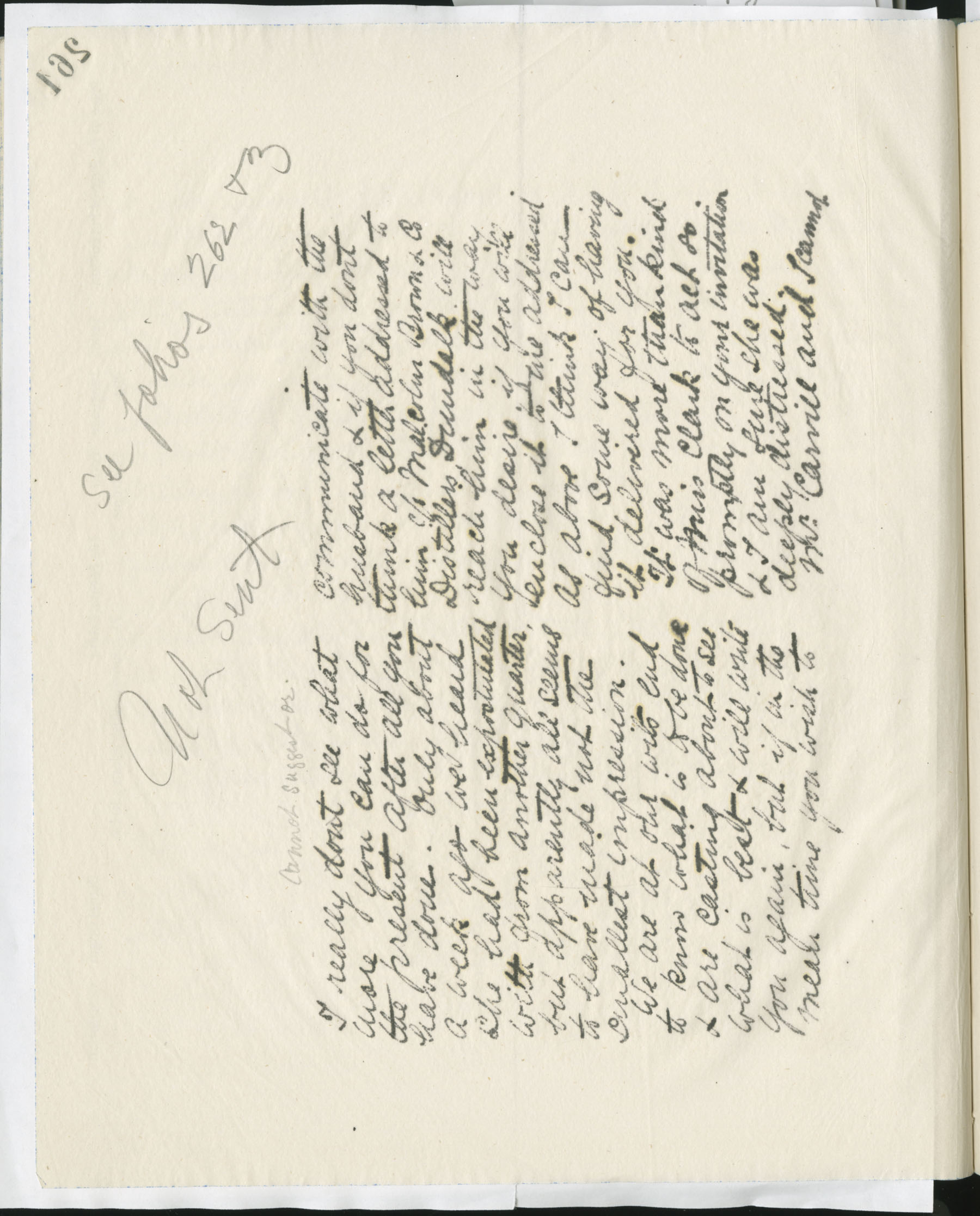 Carvill Letter Books, 1911, page 260-261 - Letter from Elizabeth Carvill to Phyllis, dated 23 Jan 1911, pg 2 &amp; 3 of 4. NOT SENT.