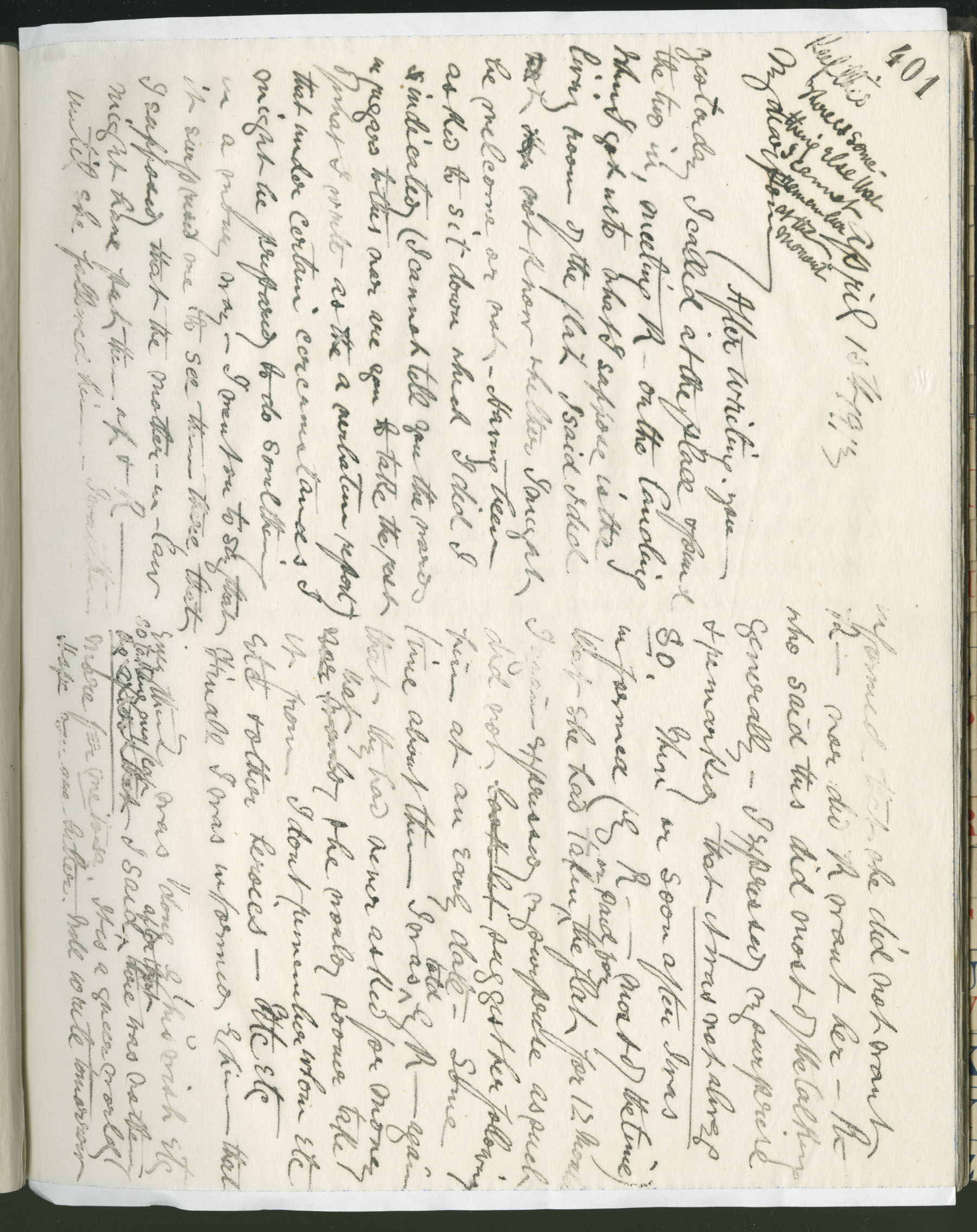 Carvill Letter Books, 1913, page 401 - Letter from J Carvill to unreadable, dated 15 April 1913.