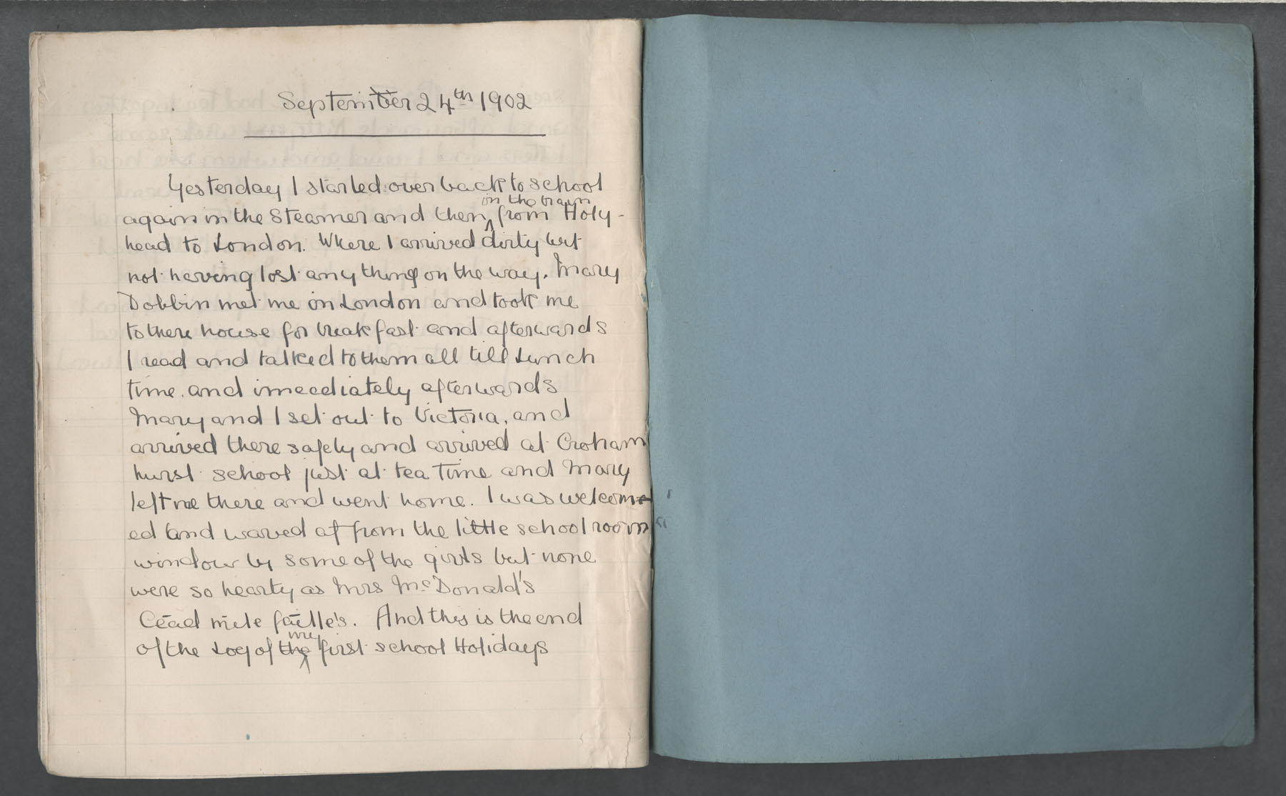 Ruth Martin Carvill's 1902 Journal, entry dated 24 September 1902, 1 page.