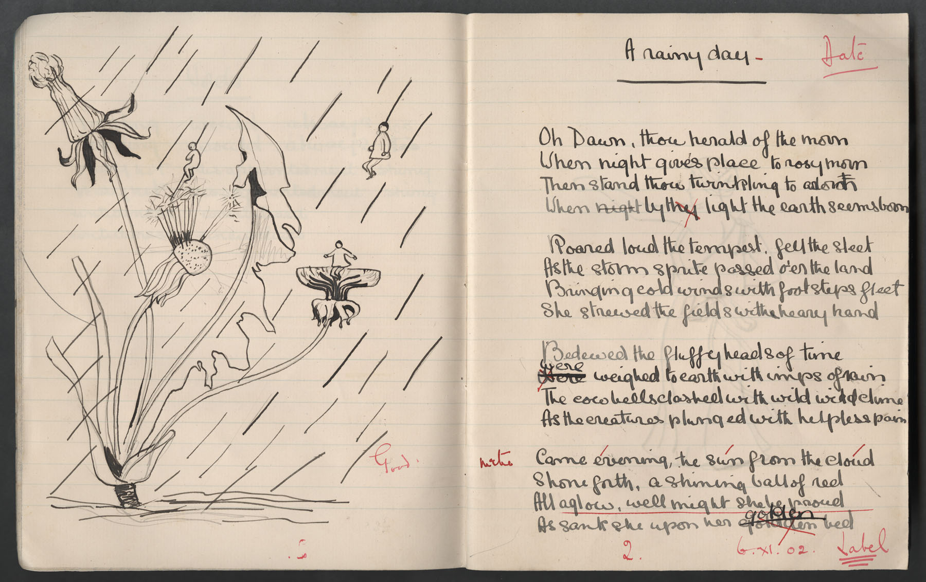 Ruth Martin Carvill's poems: "A Rainy Day",  dated 6 Nov 1902