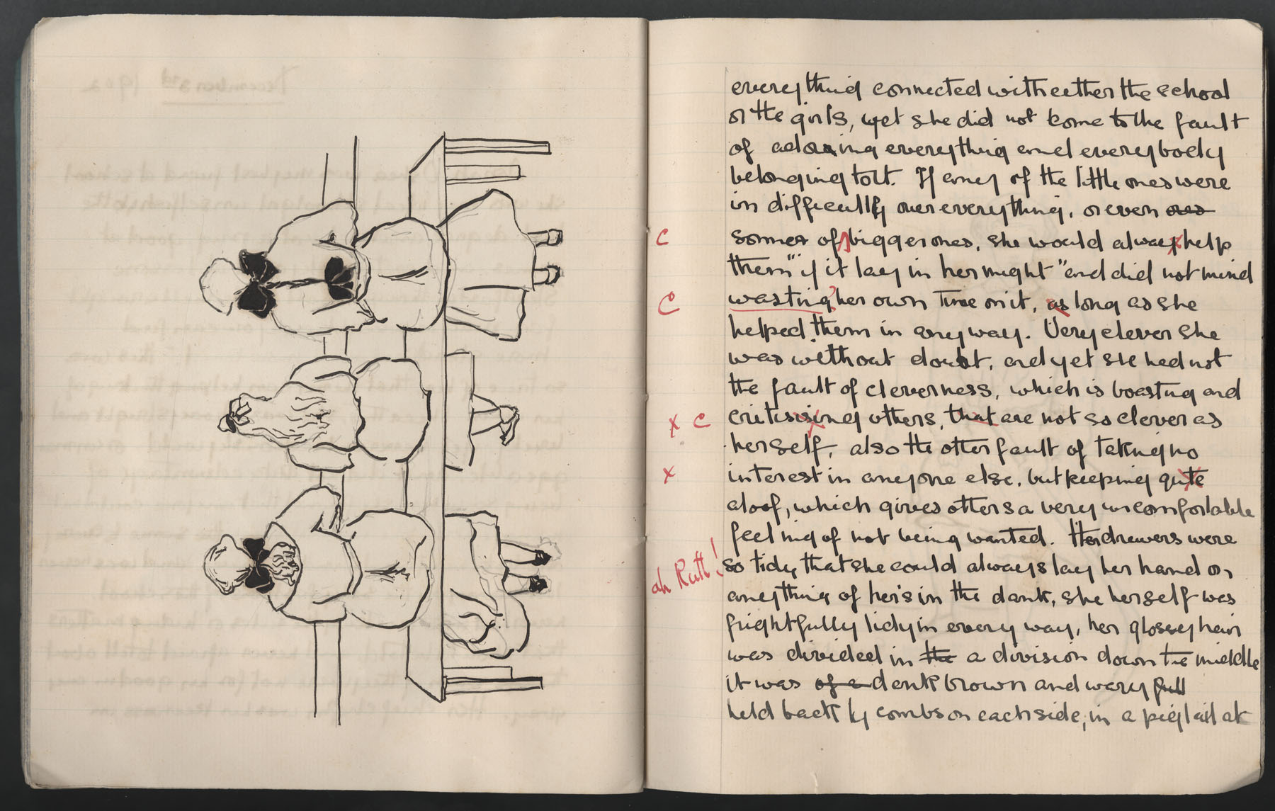 Ruth Martin Carvill's 1902 Composition book, Essay about Oonah O'Shea &amp; Evaleena, dated 3 Dec 1902, page 2 of 6