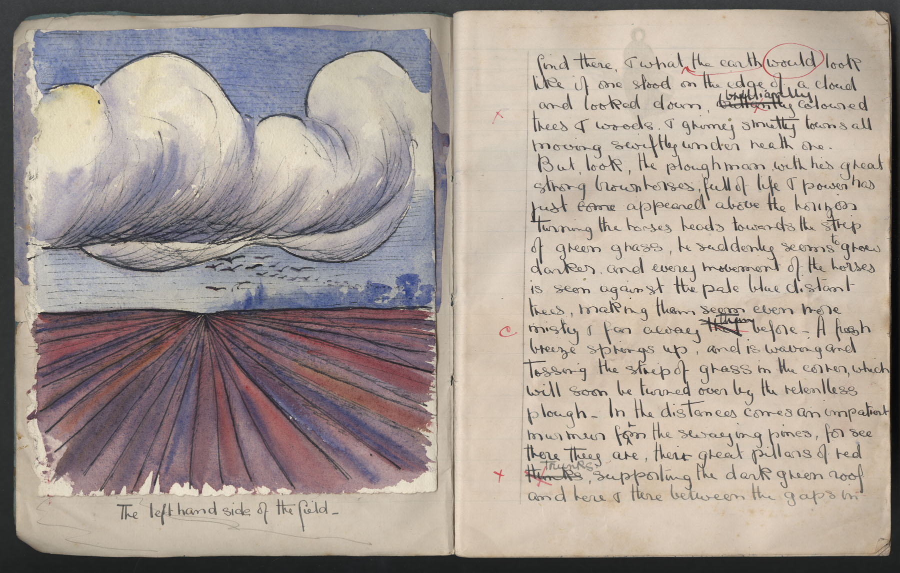 Ruth Martin Carvill's 1903 Composition book, essay entitled "Fields in Winter", dated 26 February 1903, pg 2 & 3 of 7