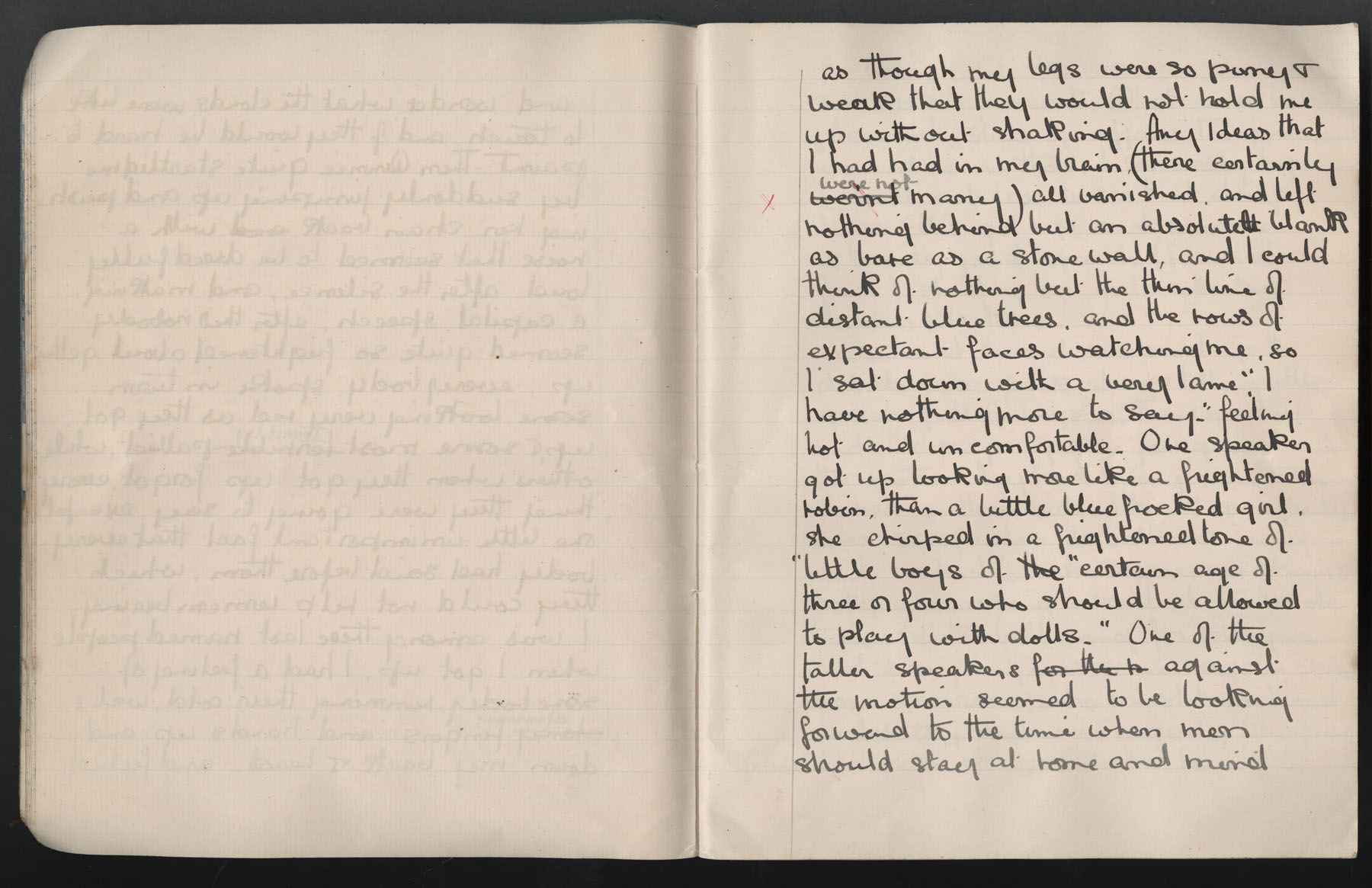 Ruth Martin Carvill's 1903 Composition book, essay entitled "An Account of the Debate", dated 25 February 1903, pg  9-10 of 14