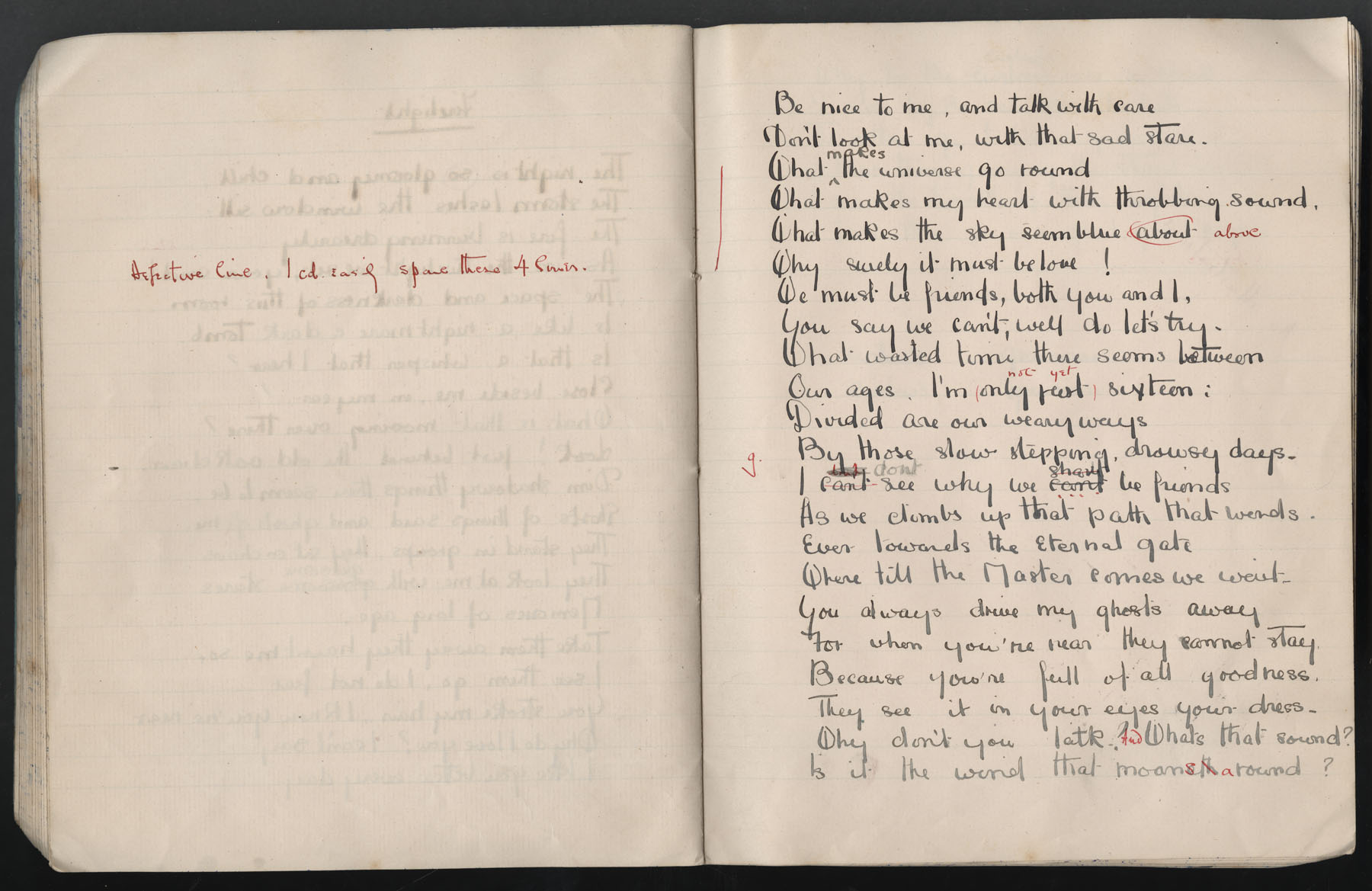 Ruth Martin Carvill's 1903 Composition book, poem entitled "Firelight', dated 19 March 1903, pg 2 of 3.