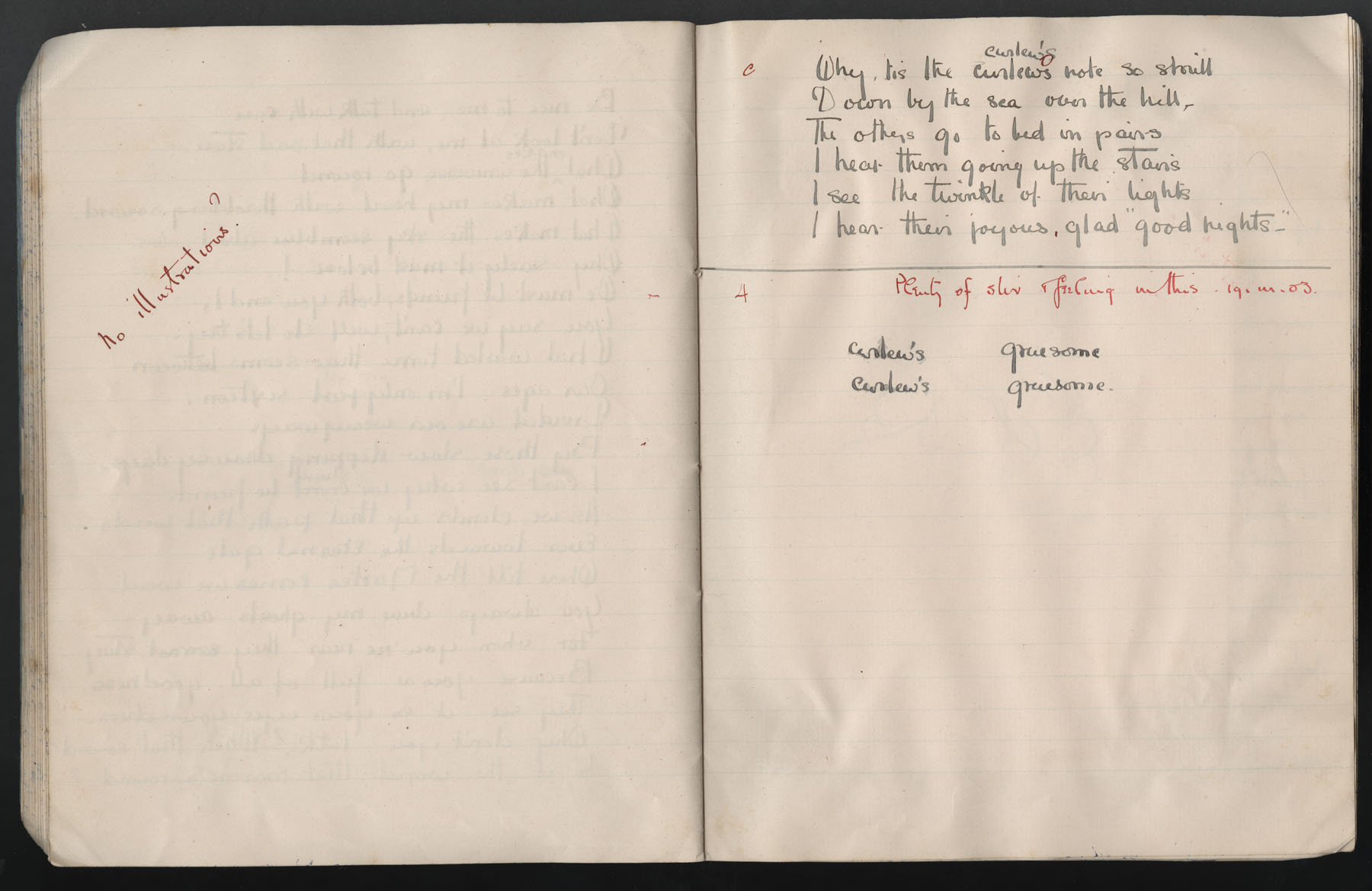 Ruth Martin Carvill's 1903 Composition book, poem entitled "Firelight', dated 19 March 1903, pg 3 of 3.