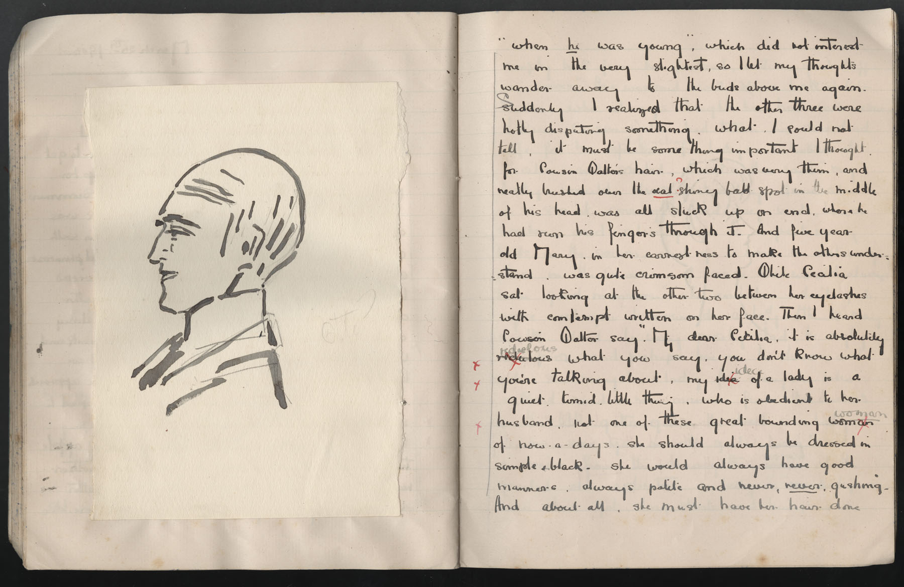 Ruth Martin Carvill's 1903 Composition book, Essay about Spring &amp; what is a lady?, dated 25 March 1903, pg 3 &amp; 4 of 8