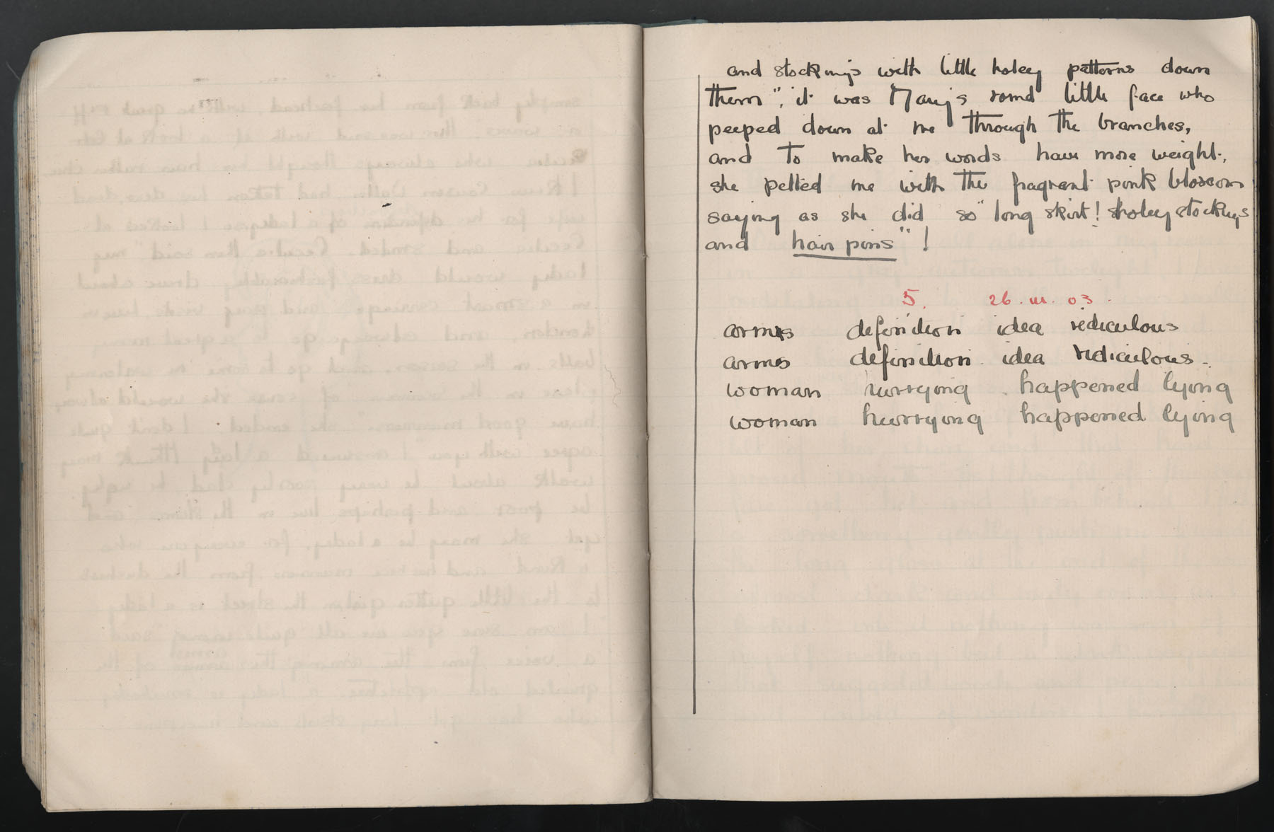 Ruth Martin Carvill's 1903 Composition book, Essay about Spring &amp; what is a lady?, dated 25 March 1903, pg 7 &amp; 8 of 8