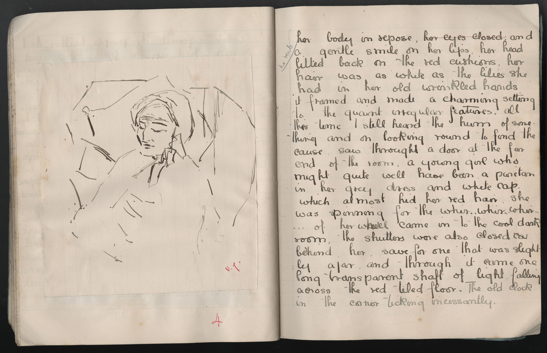 Ruth Martin Carvill's 1903 Composition book, "Description of an Old Woman',  dated 19 May 1903, pg 5 &amp; 6 of 8.