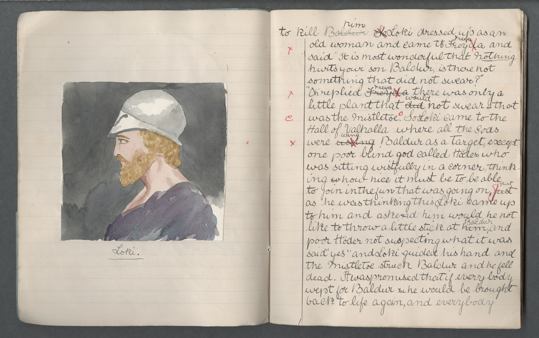 Ruth Martin Carvill-s early 1902 Composition book, "Baldur the God", 8 May 1902, page 2 of 3