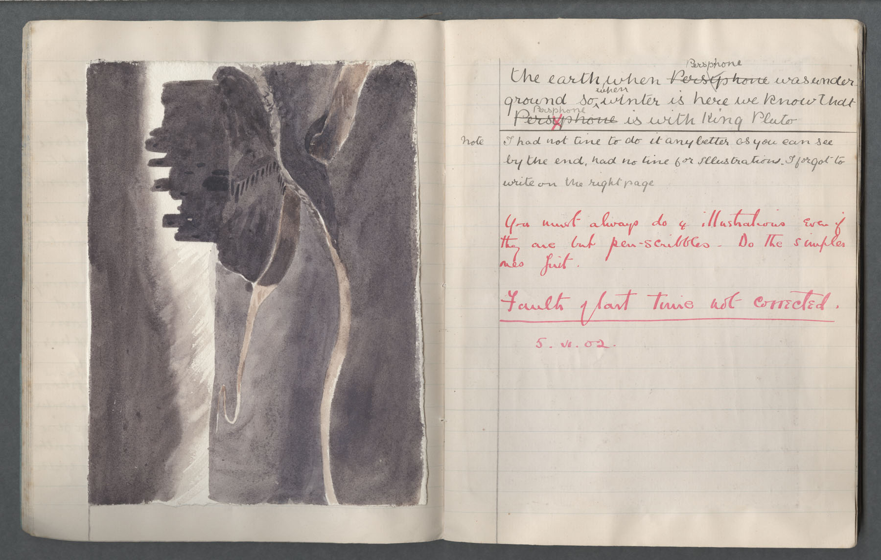 Ruth Martin Carvill-s early 1902 Composition book, "The Pomegranate Seeds", 3 May 1902, page 4 of 4