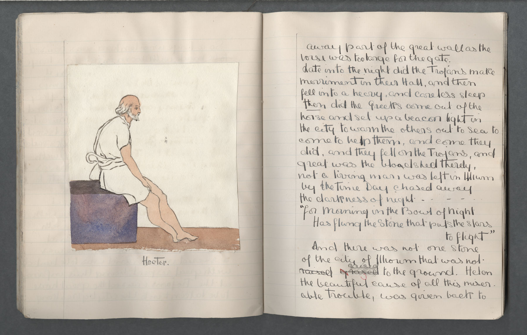 Ruth Martin Carvill-s early 1902 Composition book, "The Fall of Troy", undated, page 3 of 6