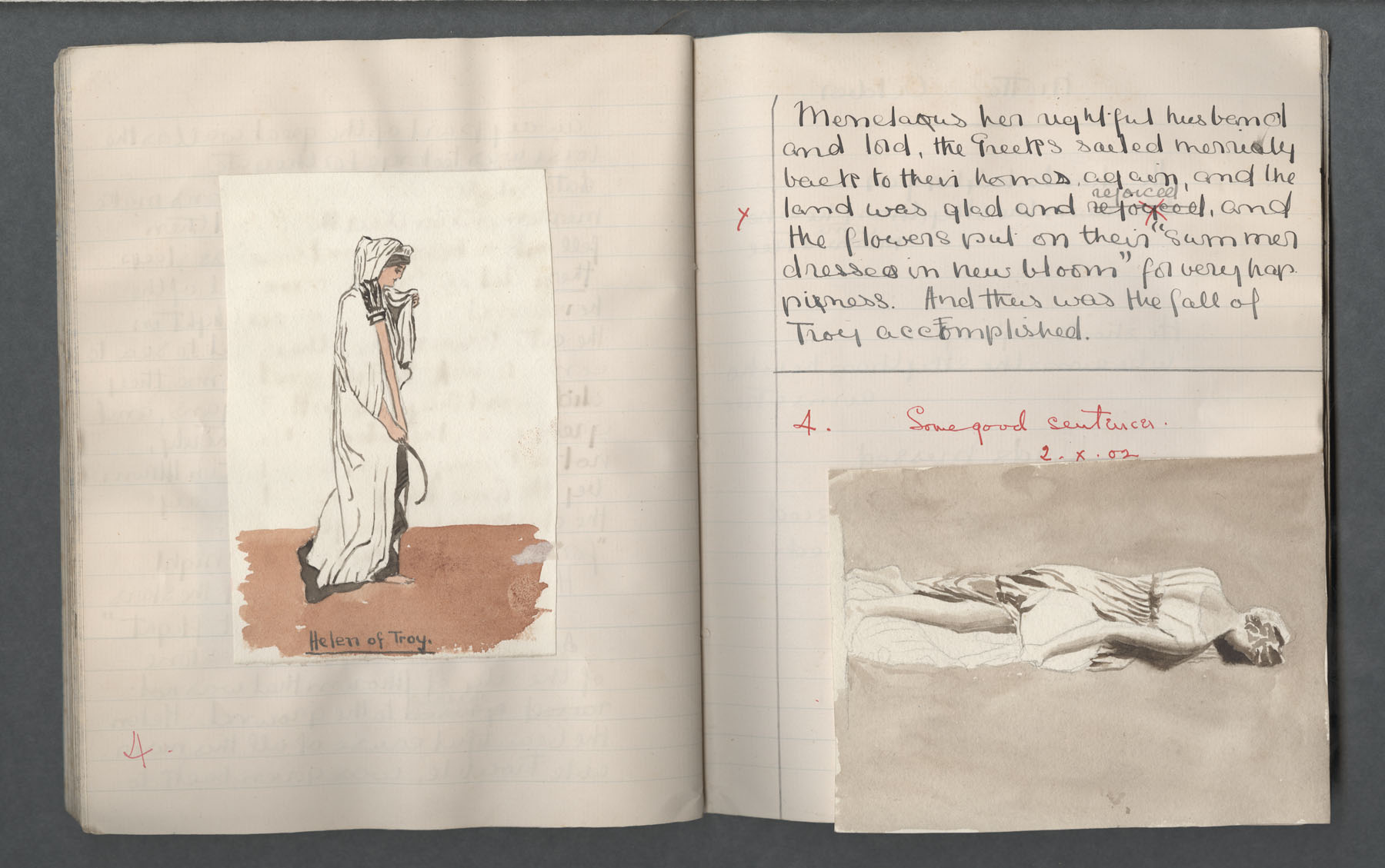 Ruth Martin Carvill-s early 1902 Composition book, "The Fall of Troy", undated, page 4 of 6