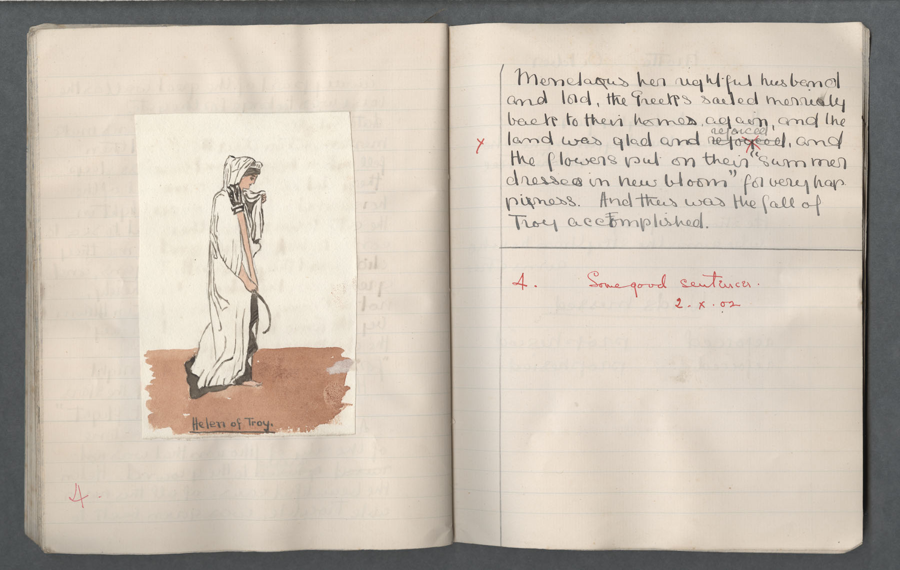 Ruth Martin Carvill-s early 1902 Composition book, "The Fall of Troy", undated, page 6 of 6.