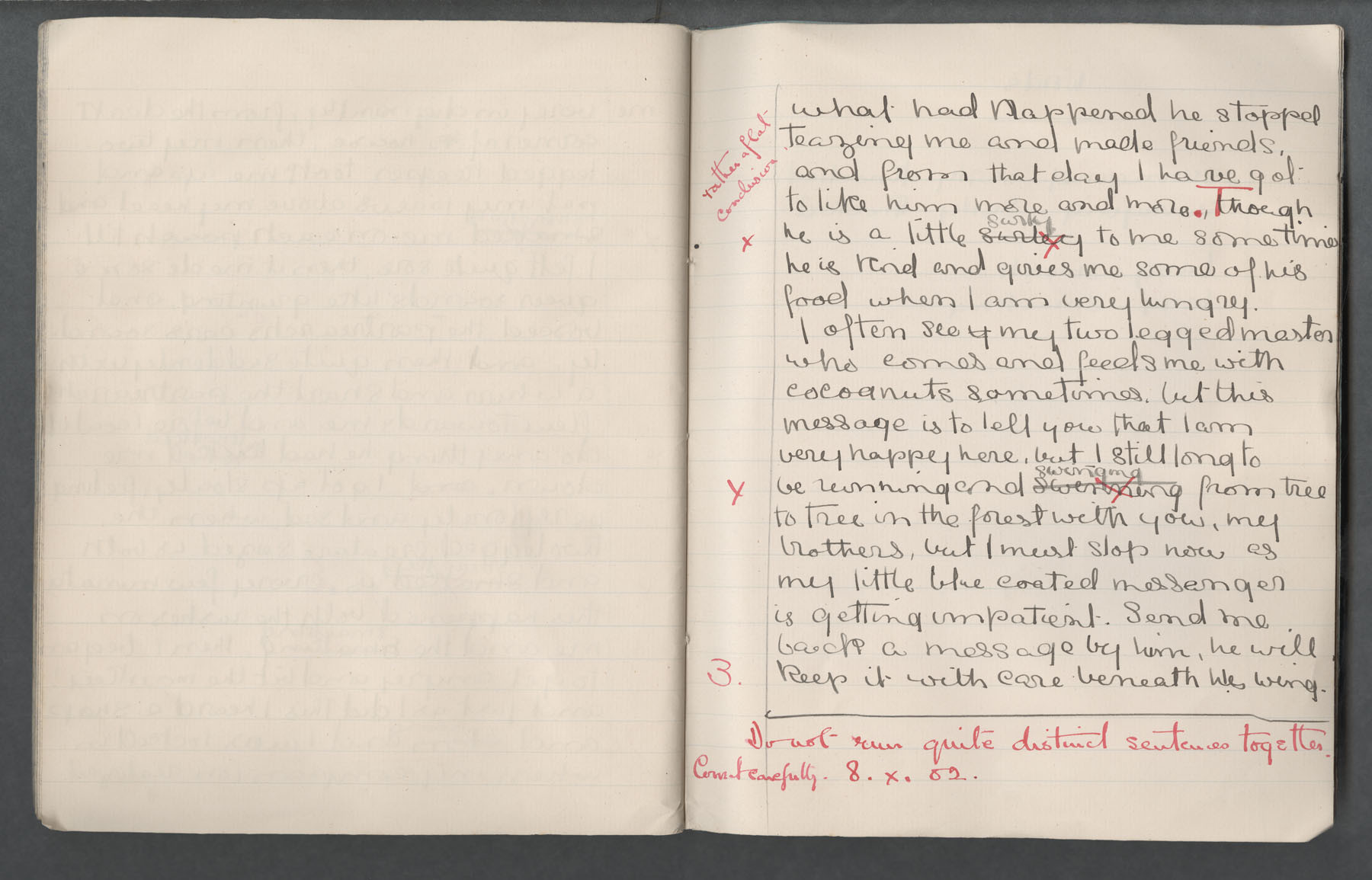 Ruth Martin Carvill-s 1902 Composition book, "My Letter', dated 7 October 1902, pg 4 of 4