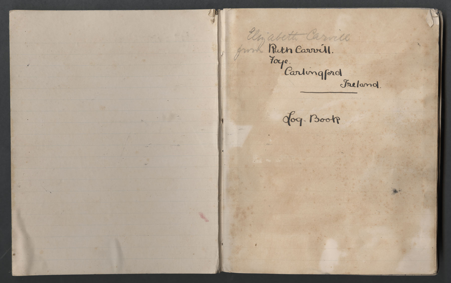 Ruth Martin Carvill's mid-1902 Journal.  Title Page.