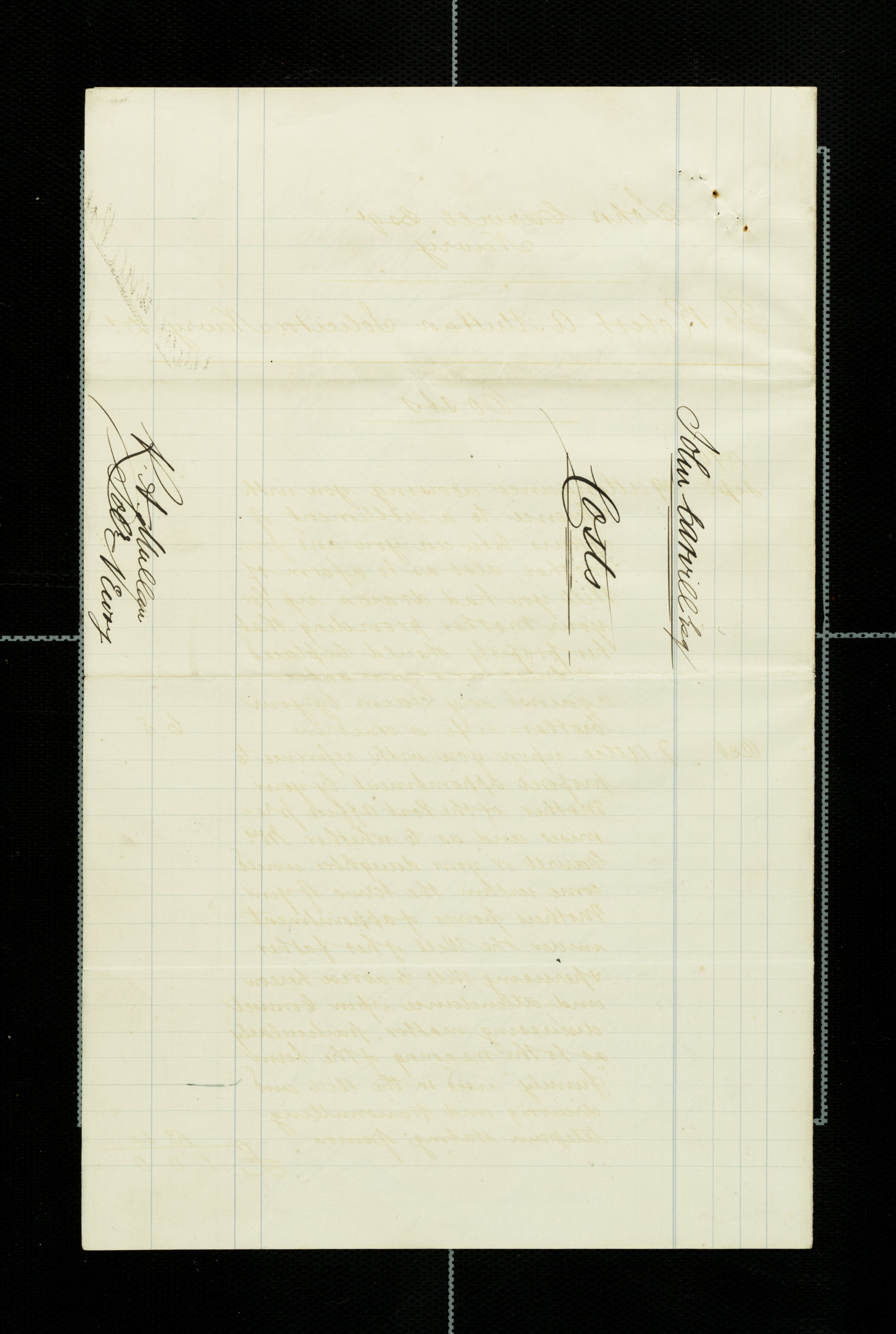 Lawyer bills from Mullan to Carvill, 1889-1890, page 3 of 3 - COVER PAGE