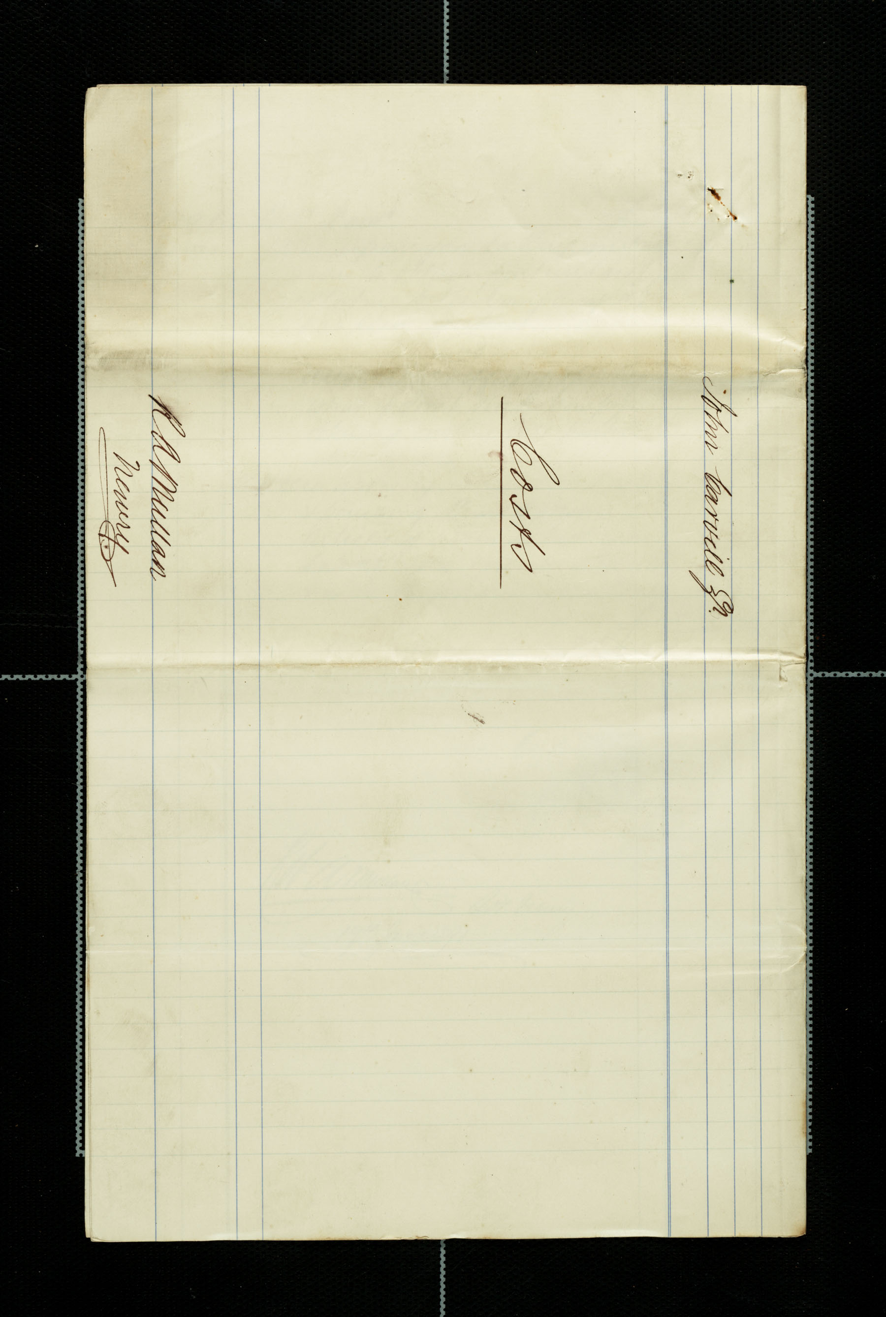 Lawyer bills from Mullan to Carvill, 1890-1891, page 7 of 7  COVER PAGE