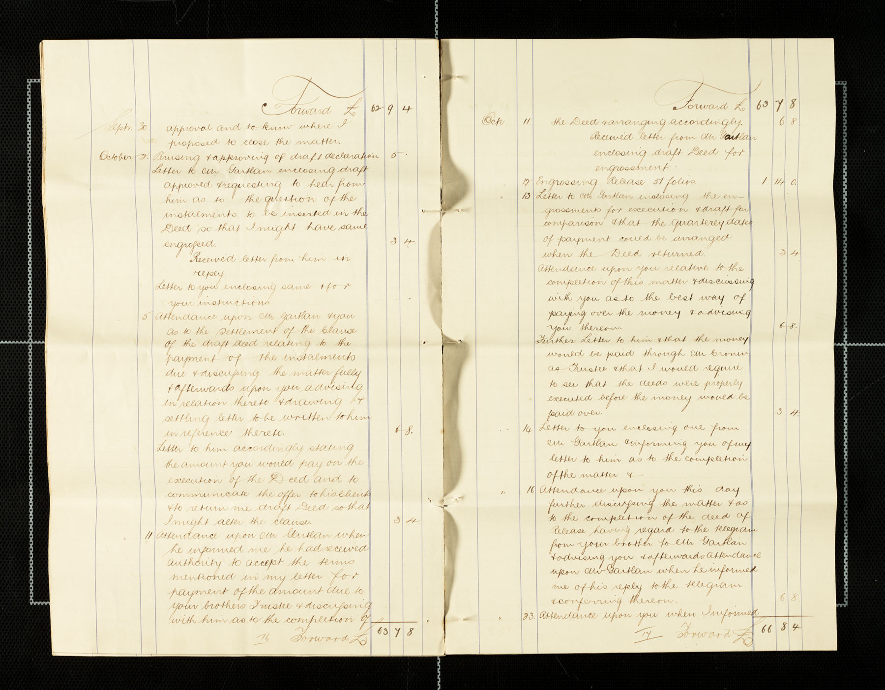 Lawyer bills from Mullan to Carvill, 1898-1900, page 16 &amp; 17 of 21.