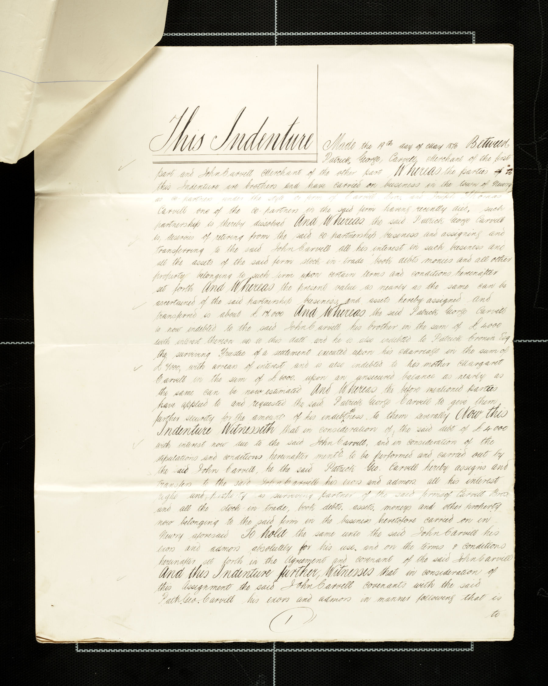 19 May 1876 Indenture between Carvill Brothers, Patrick George &amp; John. pg 2 of 5