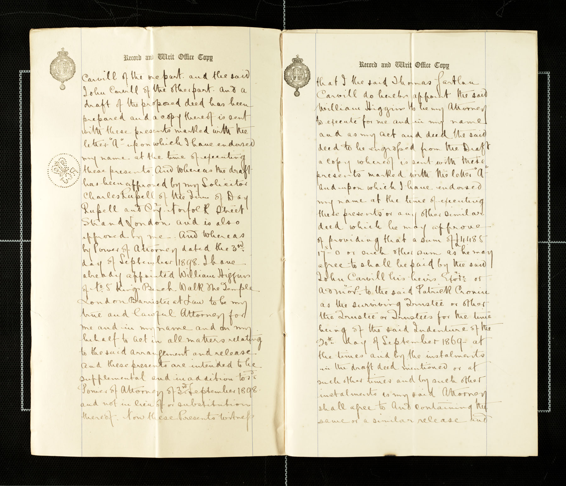 Attachment "B" to Power of Attorney from Thomas Gartlan Carvill to William Higgings, pg 2 of 3