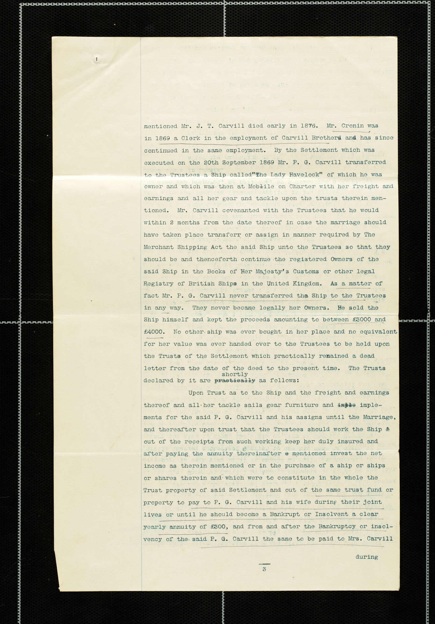 Case for Advice &amp; Opinion of Counsel on behalf of John Carvill, page 3 of 10