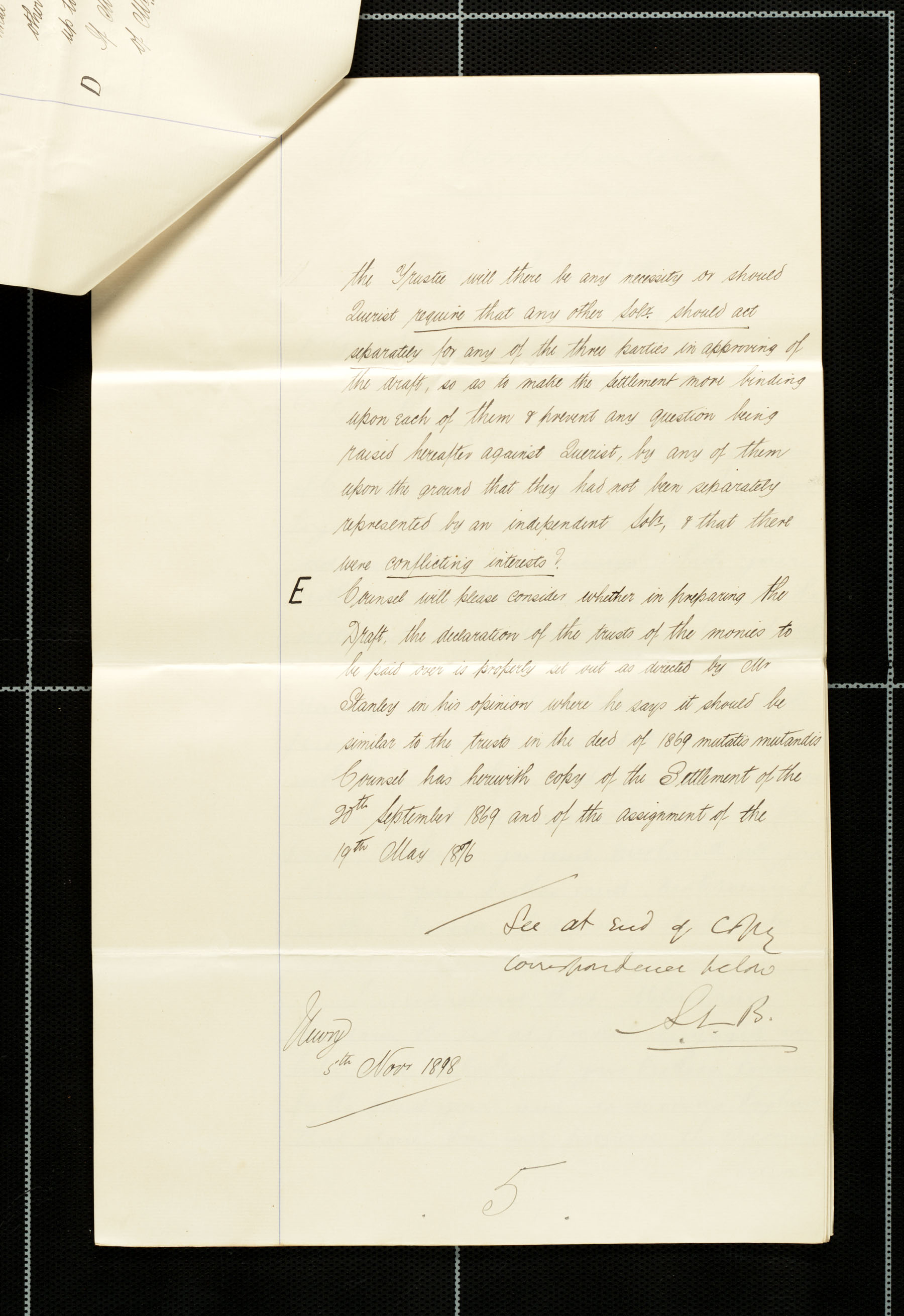 Instructions for Carvill Counsel to settle draft deed of Arrangement &amp; Release, pg 5 of 5.