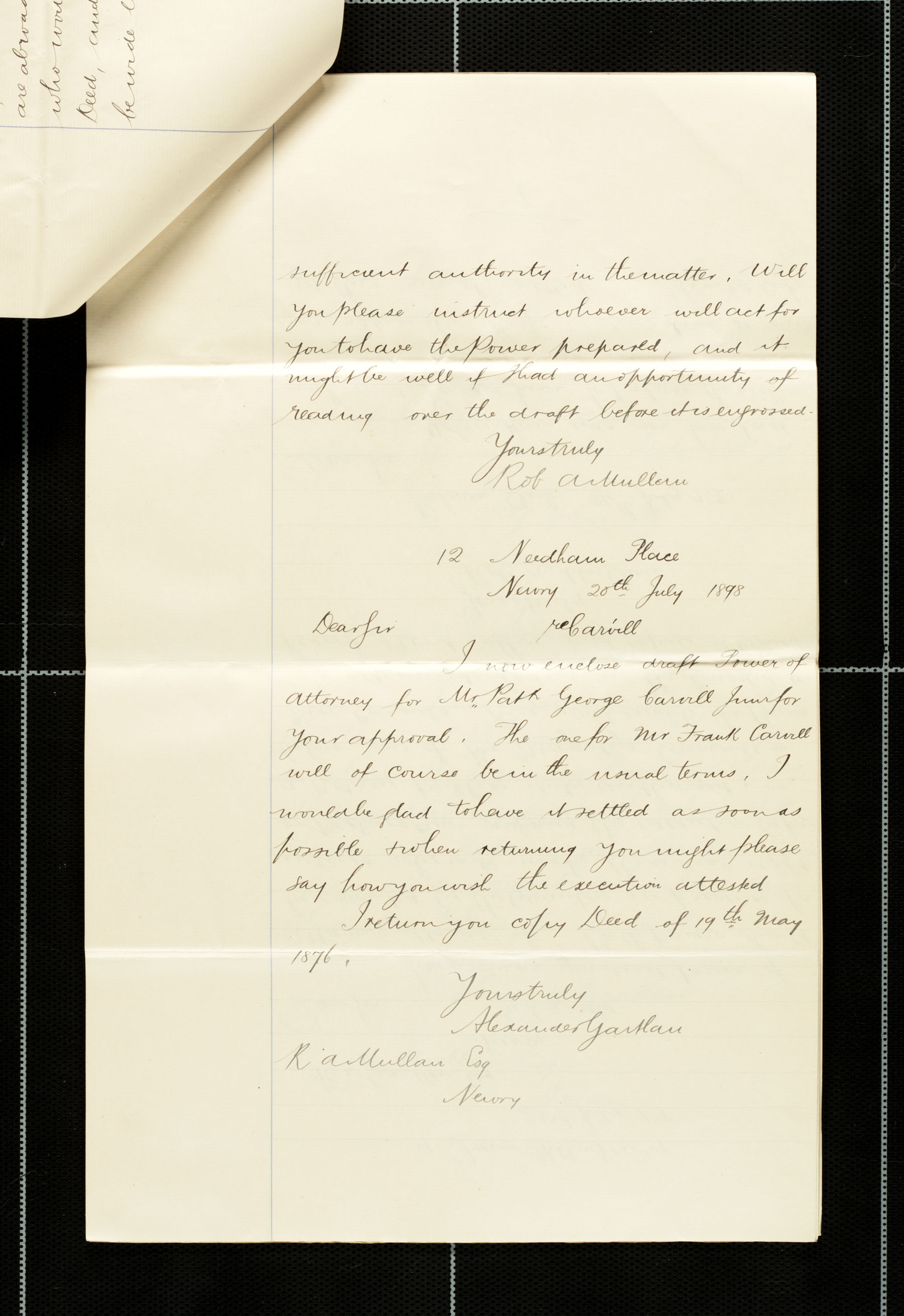 Copy of Rob. A Mullan correspondence re: Carvill Bros.,  July 1898, pg 5