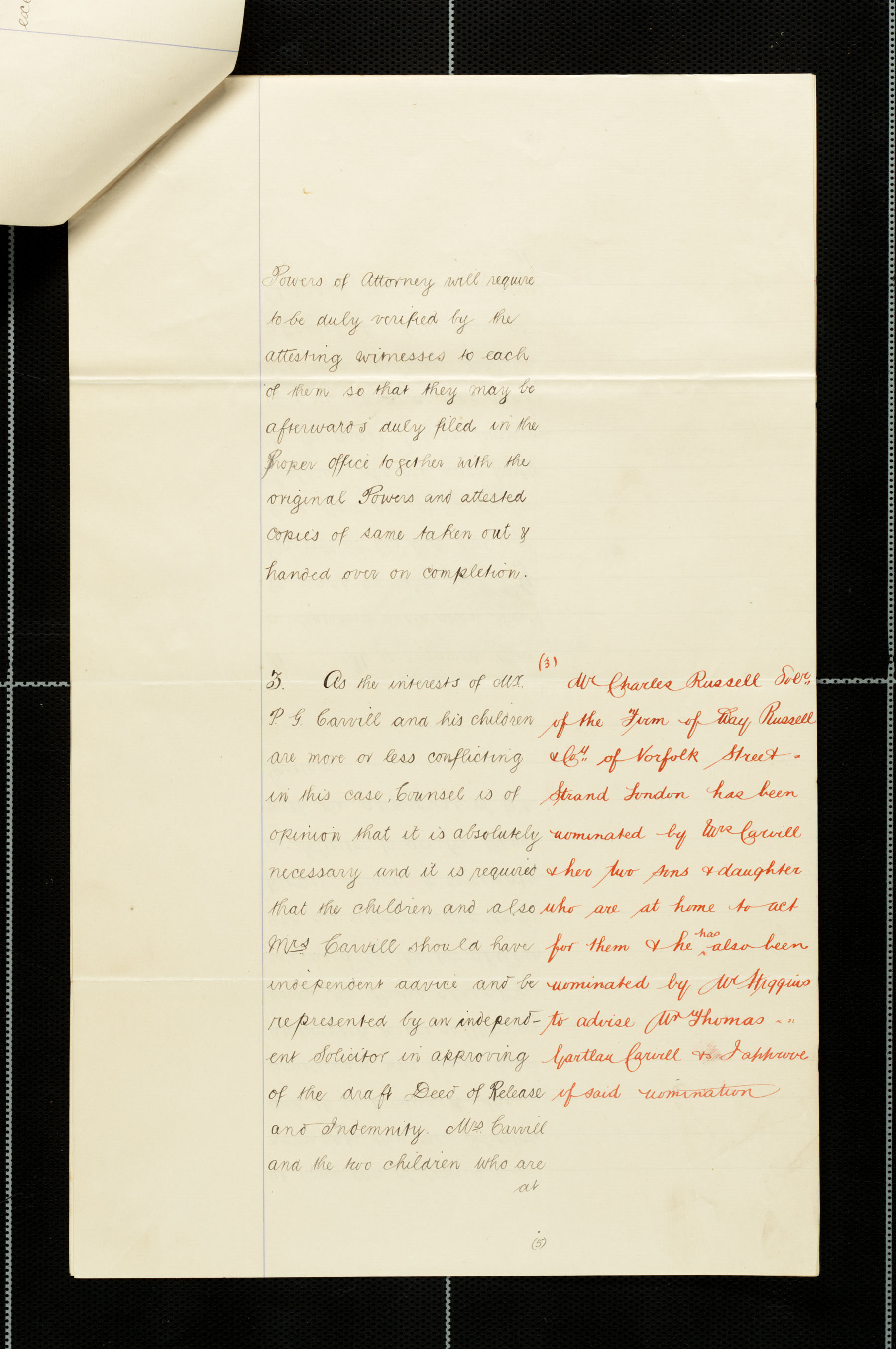 Requisitions on behalf of John Carvill in connection with draft Release &amp; Indemnity, p 5 of 8