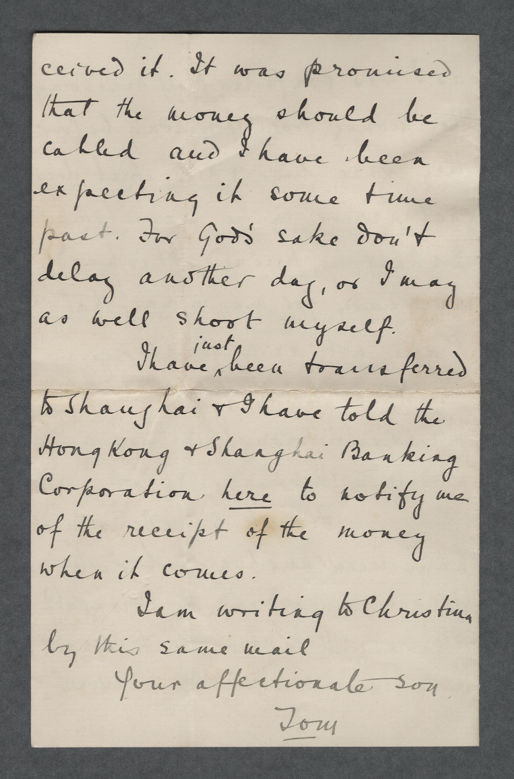 1898 letter to Patrick George Hamilton Carvill, Esq, London, from his son, Tom - page 3