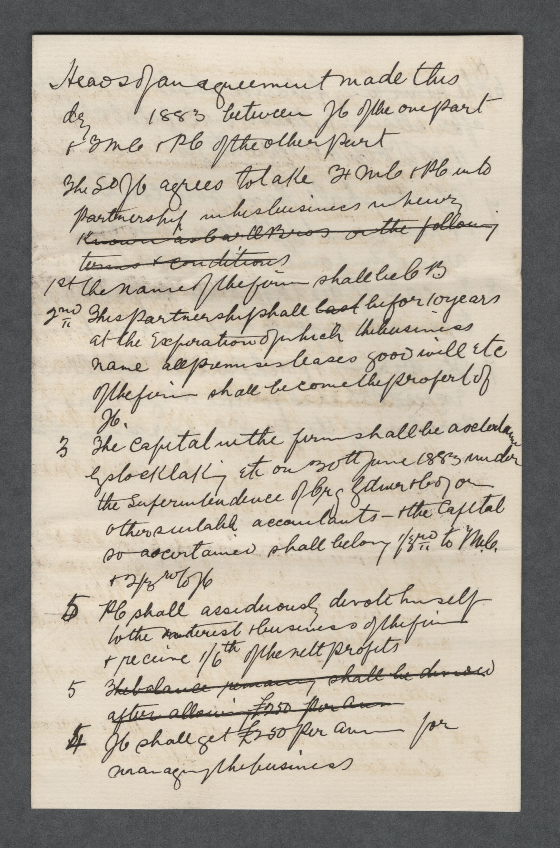 Memo of Agreement, dated 1883, between John Carvill &amp; PGC re: 1869 marriage settlement, p2