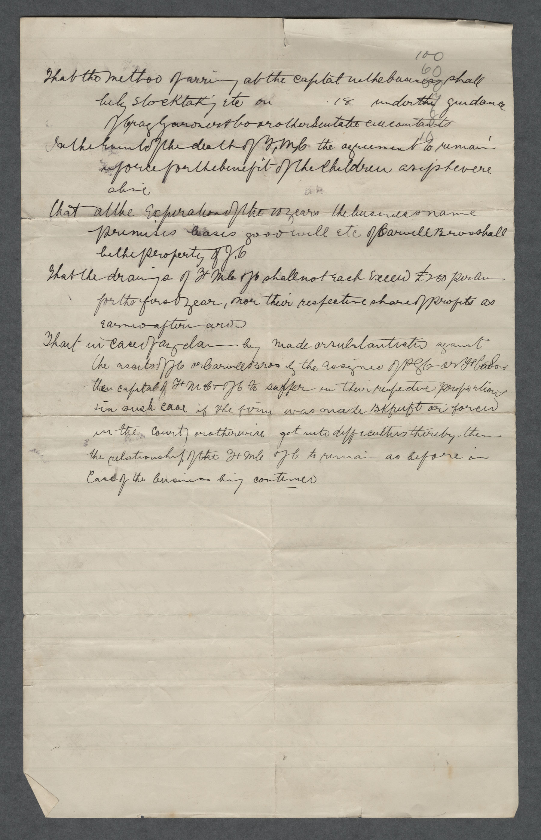 Memo of Agreement, dated 1883, between John Carvill &amp; PGC re: 1869 marriage settlement, p6