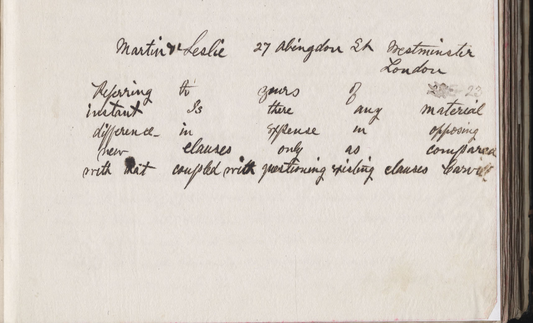 Carvill Letter Book, no page #,  to Martin &amp; Leslie from Carvill, undated